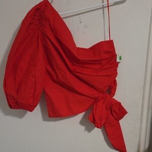 Karlie Vibrant Red One-Shoulder Blouse